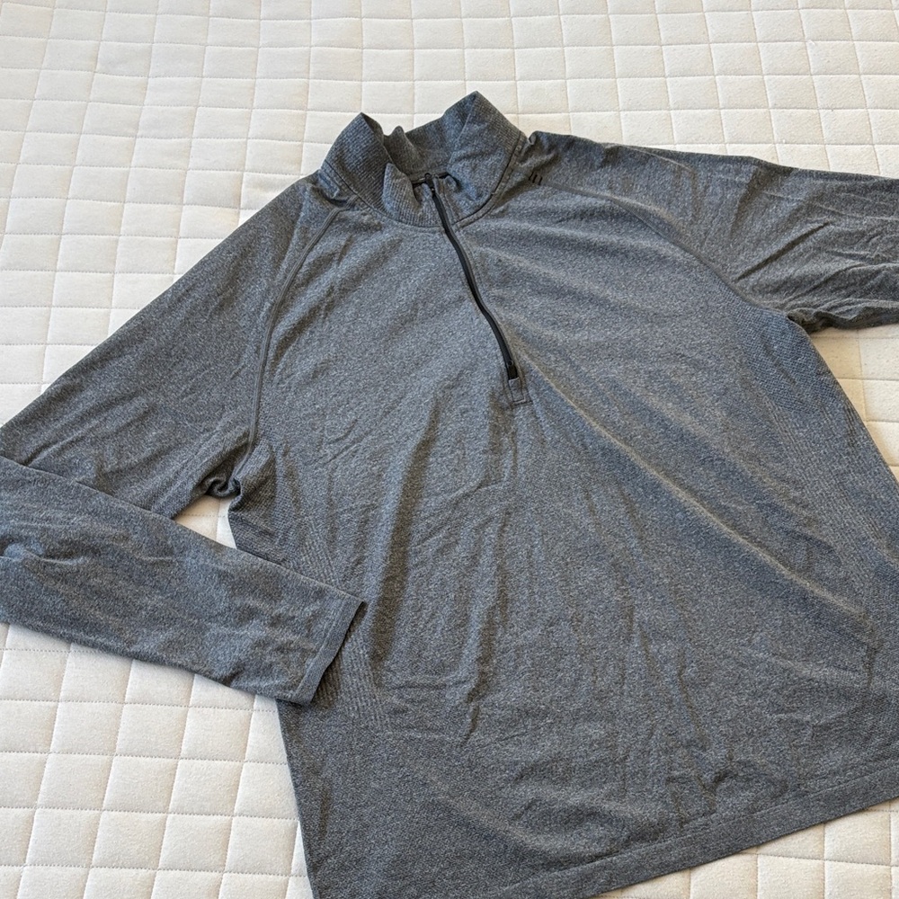 Lululemon Men’s Heather Gray Long Sleeve Shirt with Half-Zip